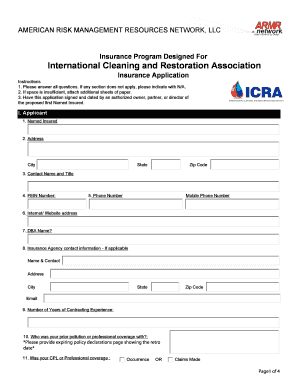 Insurance Application for Cleaning and Restoration Businesses