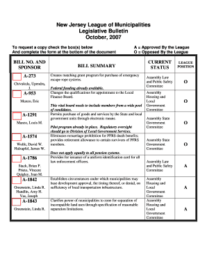 New Jersey Legislative Bulletin Request Form