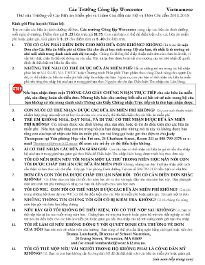 Worcester Public Schools Free and Reduced Price Meal Application