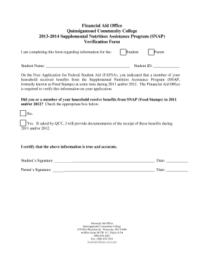 2013-2014 SNAP Verification Form
