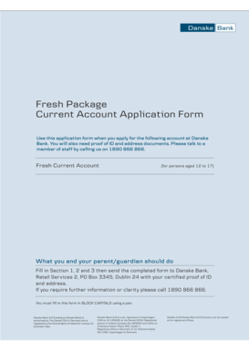 Danske Bank Fresh Current Account Application Form