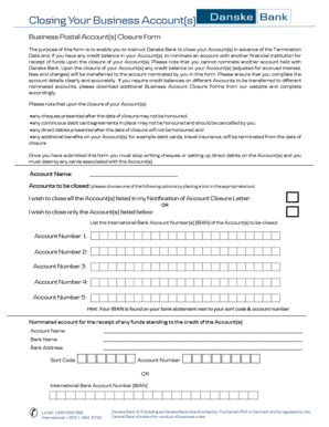 Business Account Closure Form