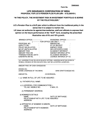 LIC Pension Plus Plan Proposal Form