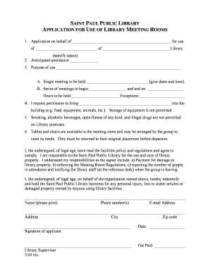 Saint Paul Public Library Meeting Room Application