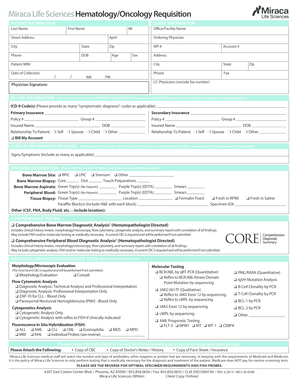 Miraca Life Sciences Hematology/Oncology Requisition