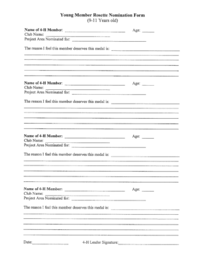 Young Member Rosette Nomination Form