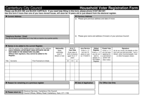 Canterbury City Council Household Voter Registration Form