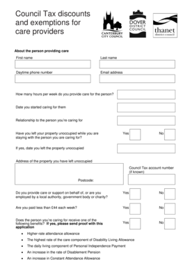 Council Tax Discount Application for Care Providers