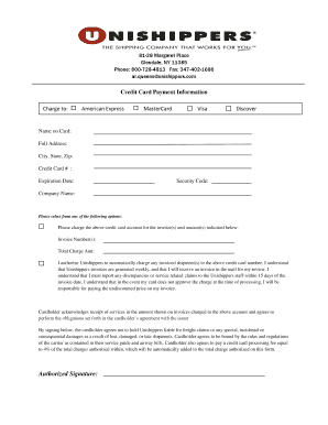 Credit Card Payment Authorization Form