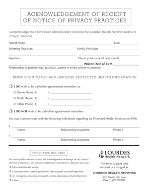 Acknowledgement of Receipt of Notice of Privacy Practices
