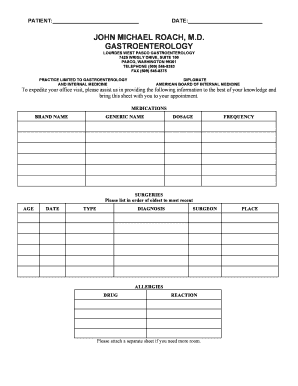 Patient Medical History Form