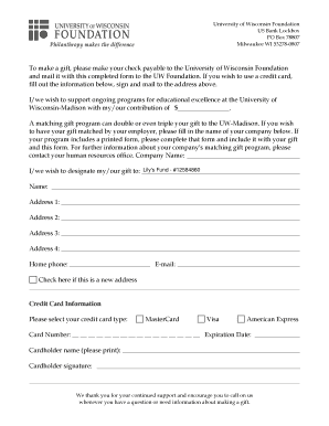 University of Wisconsin Foundation Donation Form