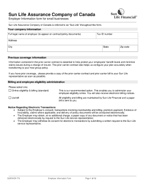 Sun Life Employer Information Form