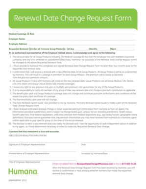 Humana Renewal Date Change Request Form