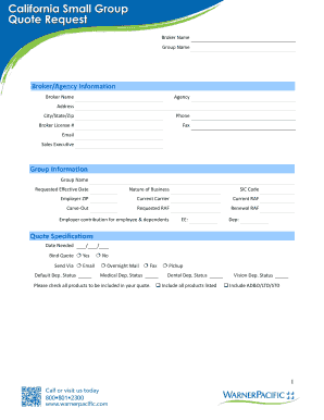 Health Insurance Quote Request Form