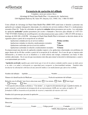 Formulario de apelación del afiliado