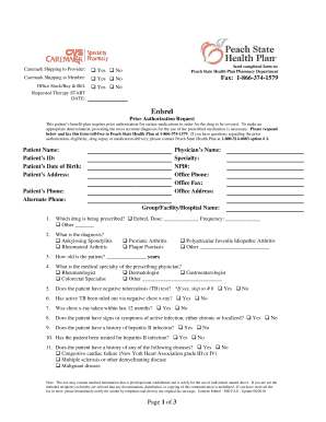 Enbrel Prior Authorization Request Form