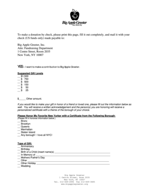 Big Apple Greeter Donation Form