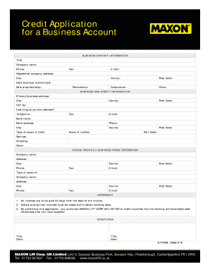 Business Credit Application Form