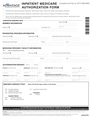 Medicare Inpatient Authorization Form