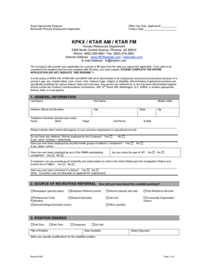 Bonneville Phoenix Employment Application
