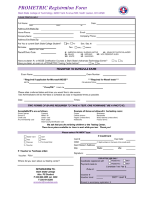 PROMETRIC Registration Form - Stark State College - starkstate