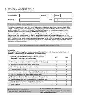 WHO ASSIST V3.0 Drug Use Assessment Form