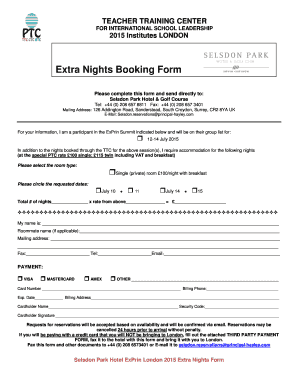 Download Extra Nights Form - Principals' Training Center - theptc