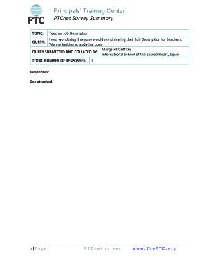 Teacher Job Description Form