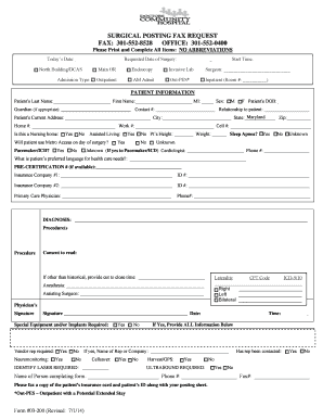 Surgical Posting Fax Request
