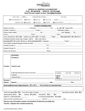 Surgical Posting Fax Request