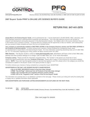 Life Science Buyers' Guide Company Listing Form