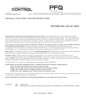Pharmaceutical Formulation & Quality Buyers' Guide Form