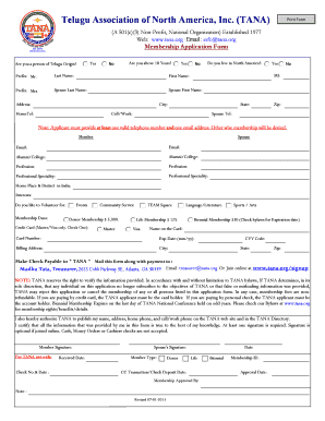 TANA Membership Application Form