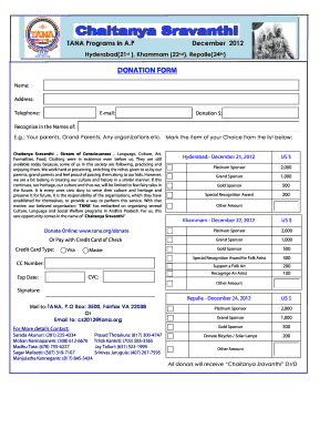 Fillable Online CS2012 Donation Form - Tana Fax Email Print - pdfFiller