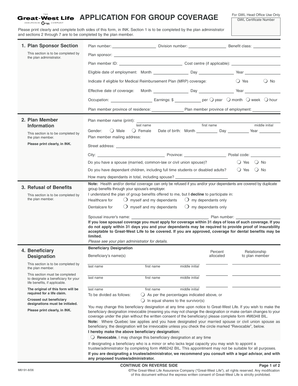 Group Coverage Application Form