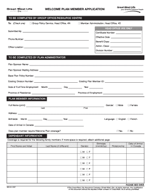 Welcome Plan Member Application