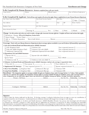 Standard Life Insurance Enrollment Form