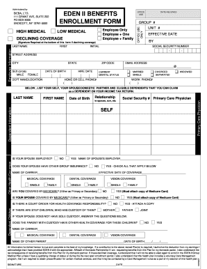 Medical Enrollment Form - eden2employeebenefits.org