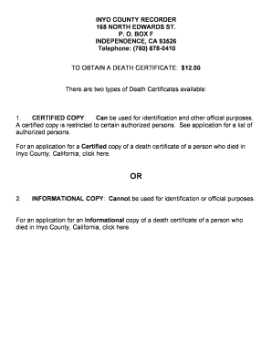 California Death Certificate Application