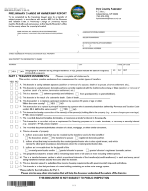California Preliminary Change of Ownership Report
