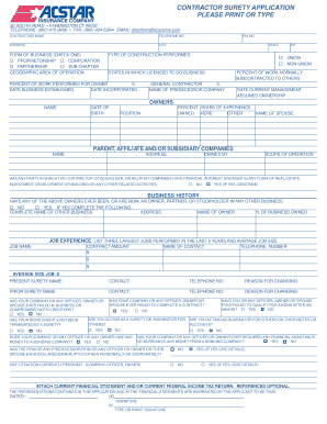 Contractor Surety Application