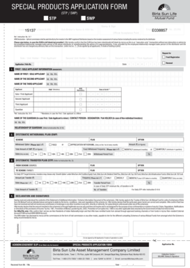SPECIAL PRODUCTS APPLICATION FORM