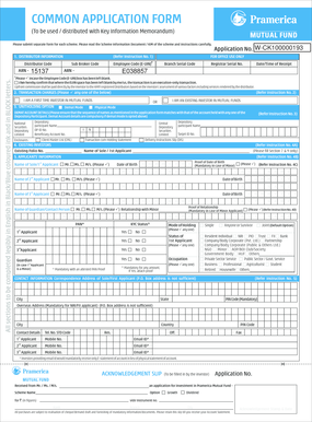 Mutual Fund Application Form