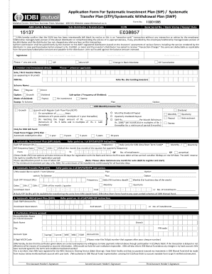 IDBI Mutual Fund SIP/STP/SWP Application Form