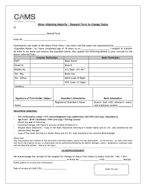 Minor to Major Status Change Request Form