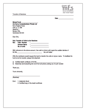 Mutual Fund Nominee Transfer Form