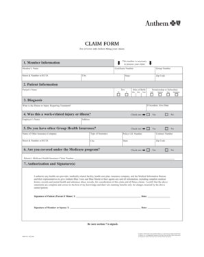Anthem Blue Cross Claim Form