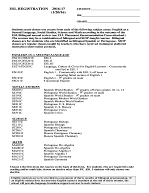 ESL Registration Form