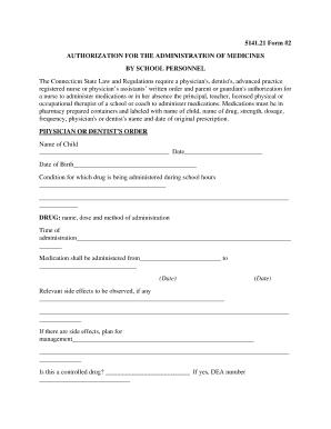 Authorization for Medication Administration by School Personnel